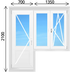Ѕалконный блок распашна¤ дверь и двустворчатое окно с глухой и распашной откидной створкой