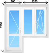 Балконный блок распашная стеклянная дверь и двустворчатое пвх окно с глухой и откидной распашной створкой