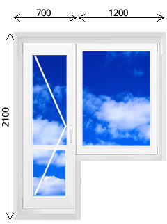 Балконный блок стеклянная распашная дверь с глухим одностворчатым окном