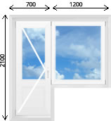 Ѕалконный блок распашна¤ дверь и глухое окно