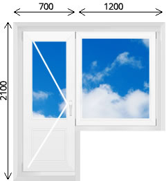 Ѕалконный блок распашна¤ дверь и глухое окно