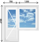 Балконный блок распашная дверь и глухое окно