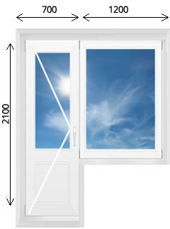 Балконный блок распашная дверь и глухое окно