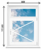 Распашное одностворчатое окно с глухой фрамугой Декенинк в коттедж